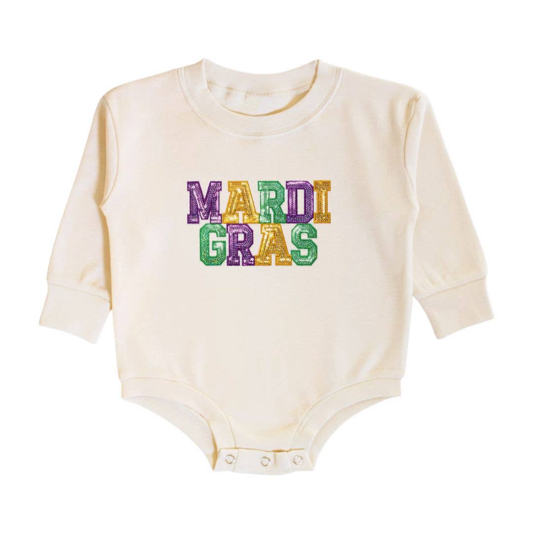 Mardi Gras Patch Long Sleeve Romper