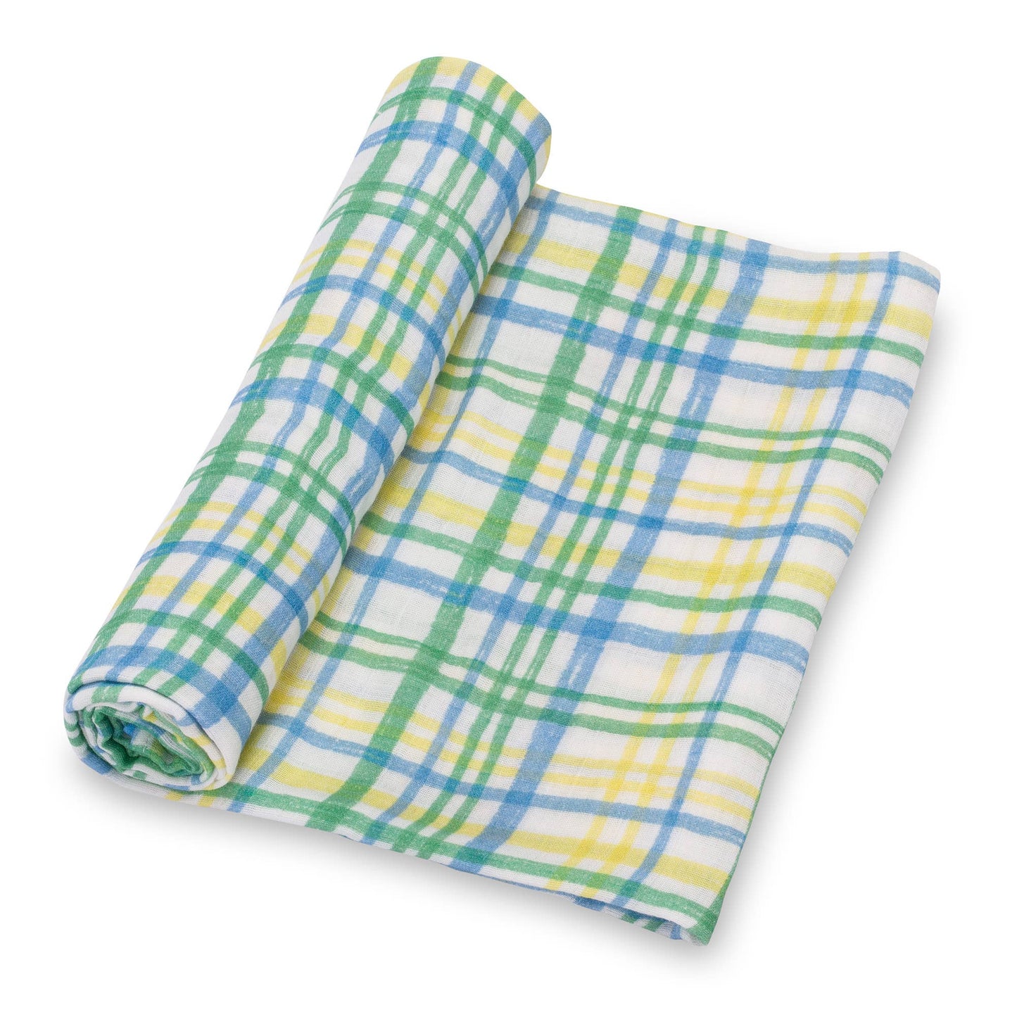 Blue Plaid Baby Muslin Swaddle Blanket