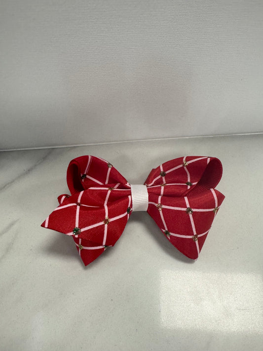 Small Red Plaid Glitter Bow