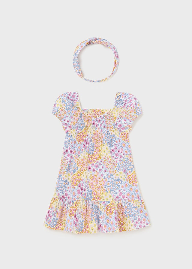 Floral Printed Dress with Matching Headband