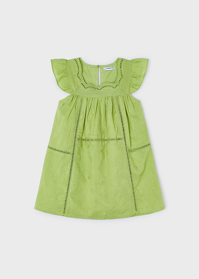 Embroidered Dress - Apple Green or Pomegranate Red