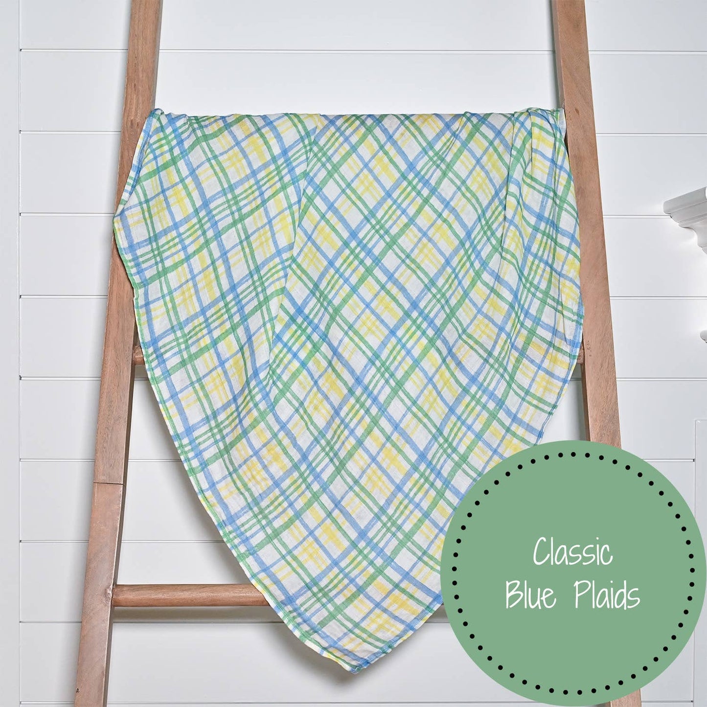 Blue Plaid Baby Muslin Swaddle Blanket