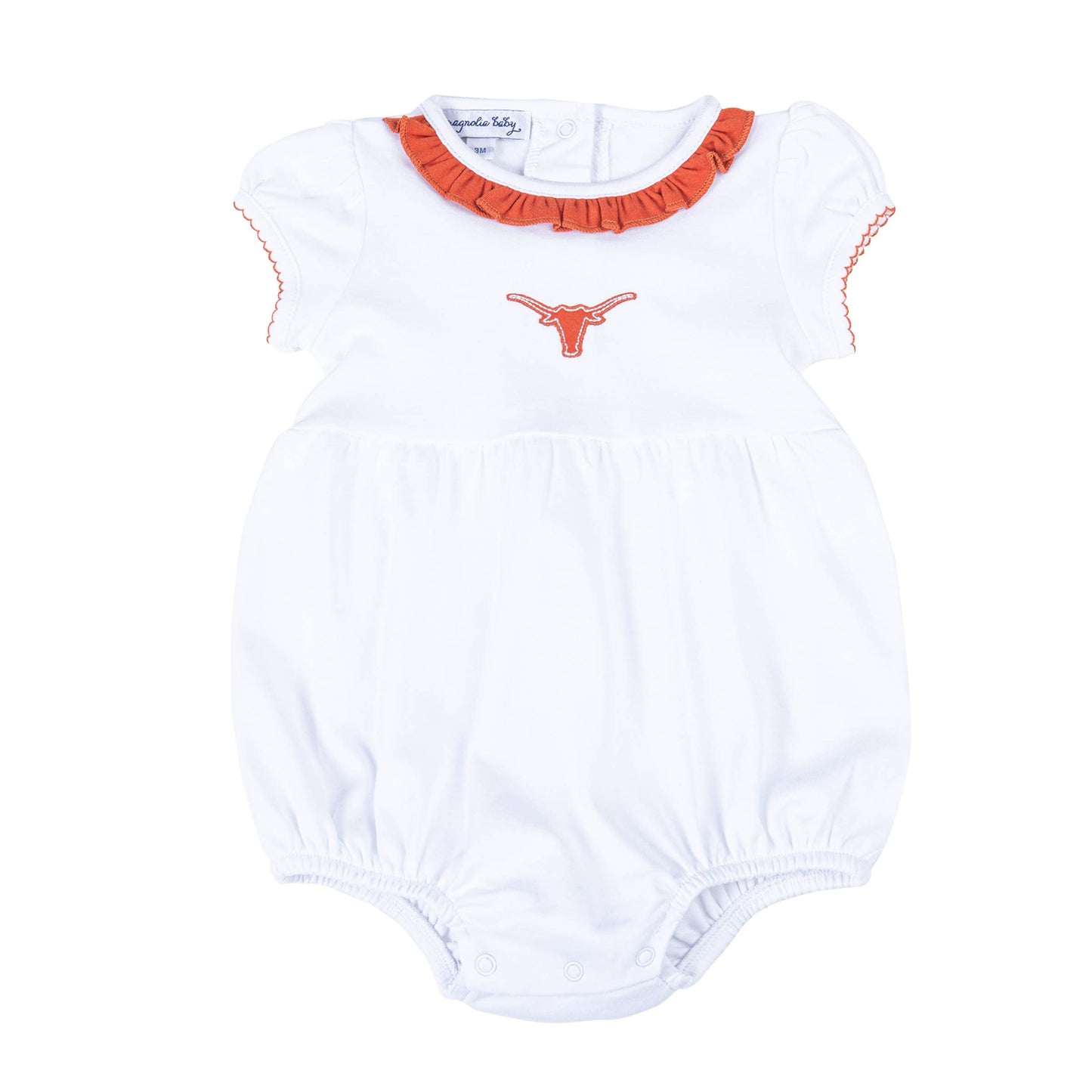 Lil' Longhorn Orange Emb S/S Girl Bubble