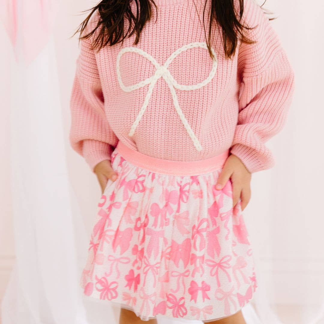 Sweet Wink Bow Yarn Knit Sweater