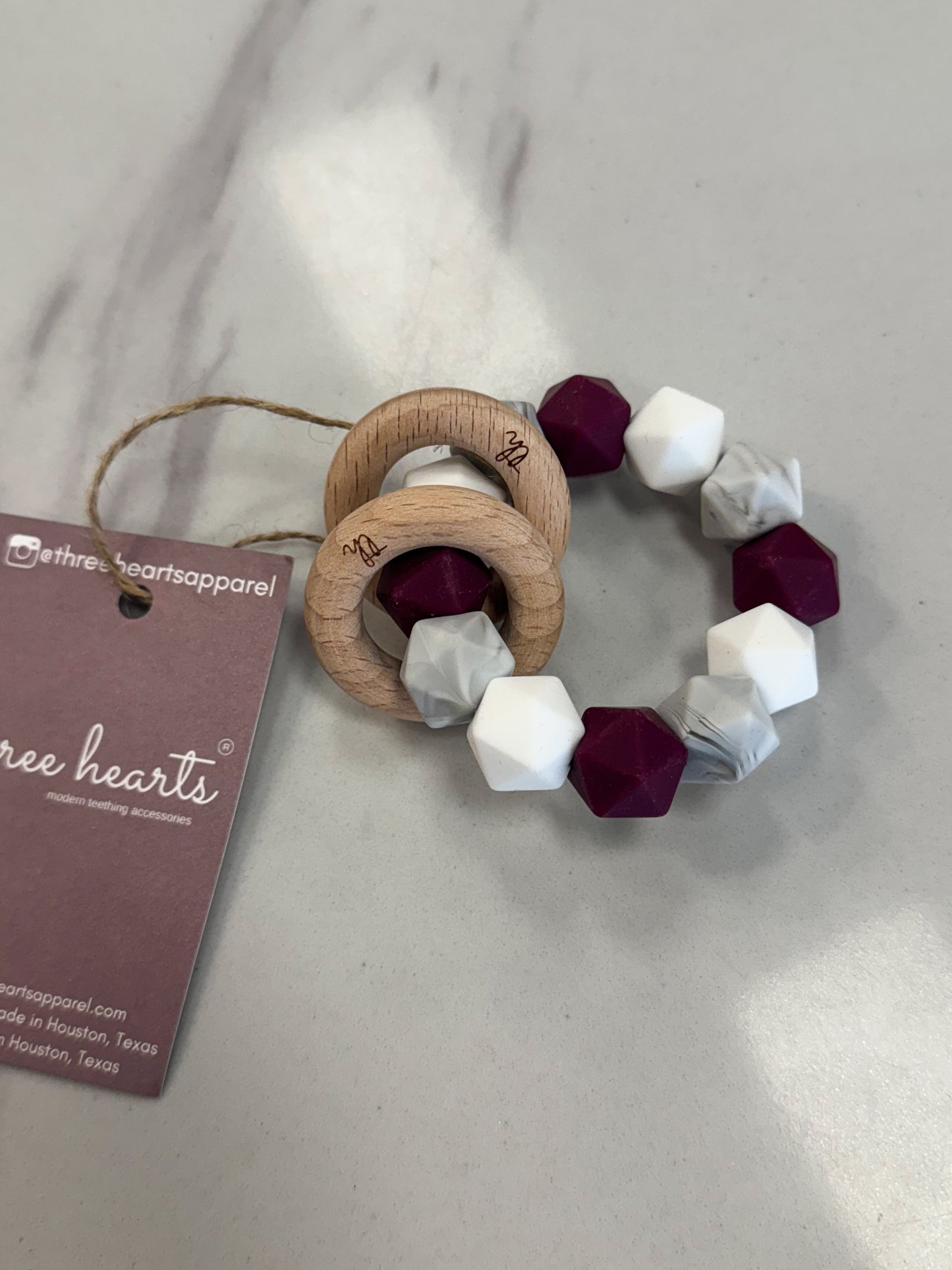 Three Hearts Teething Rattles