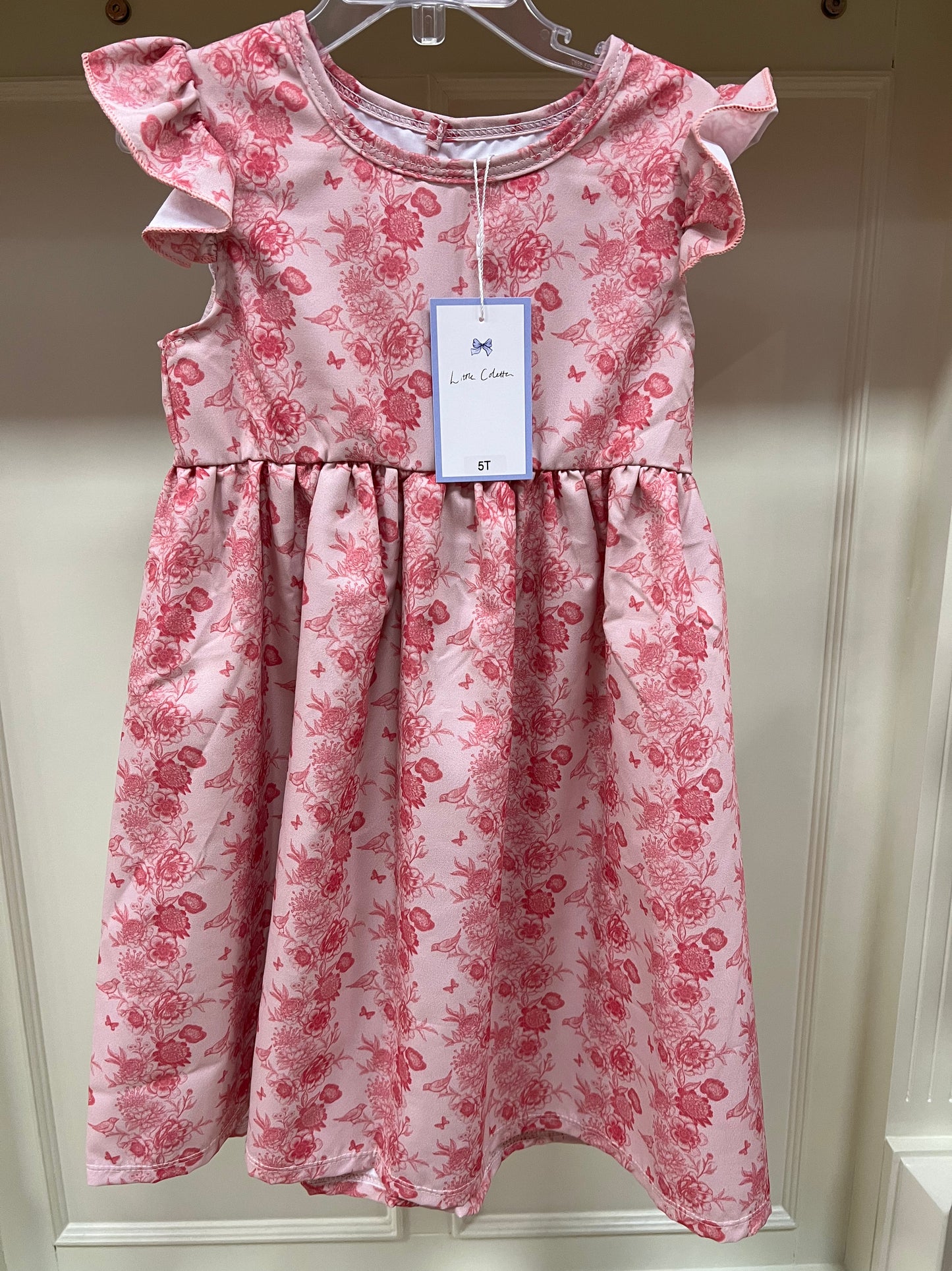 Pink Floral Girls Ruffle Dress