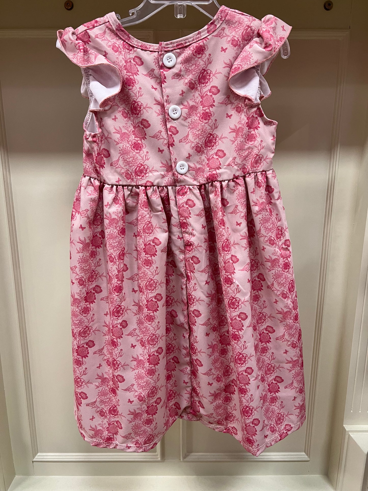 Pink Floral Girls Ruffle Dress