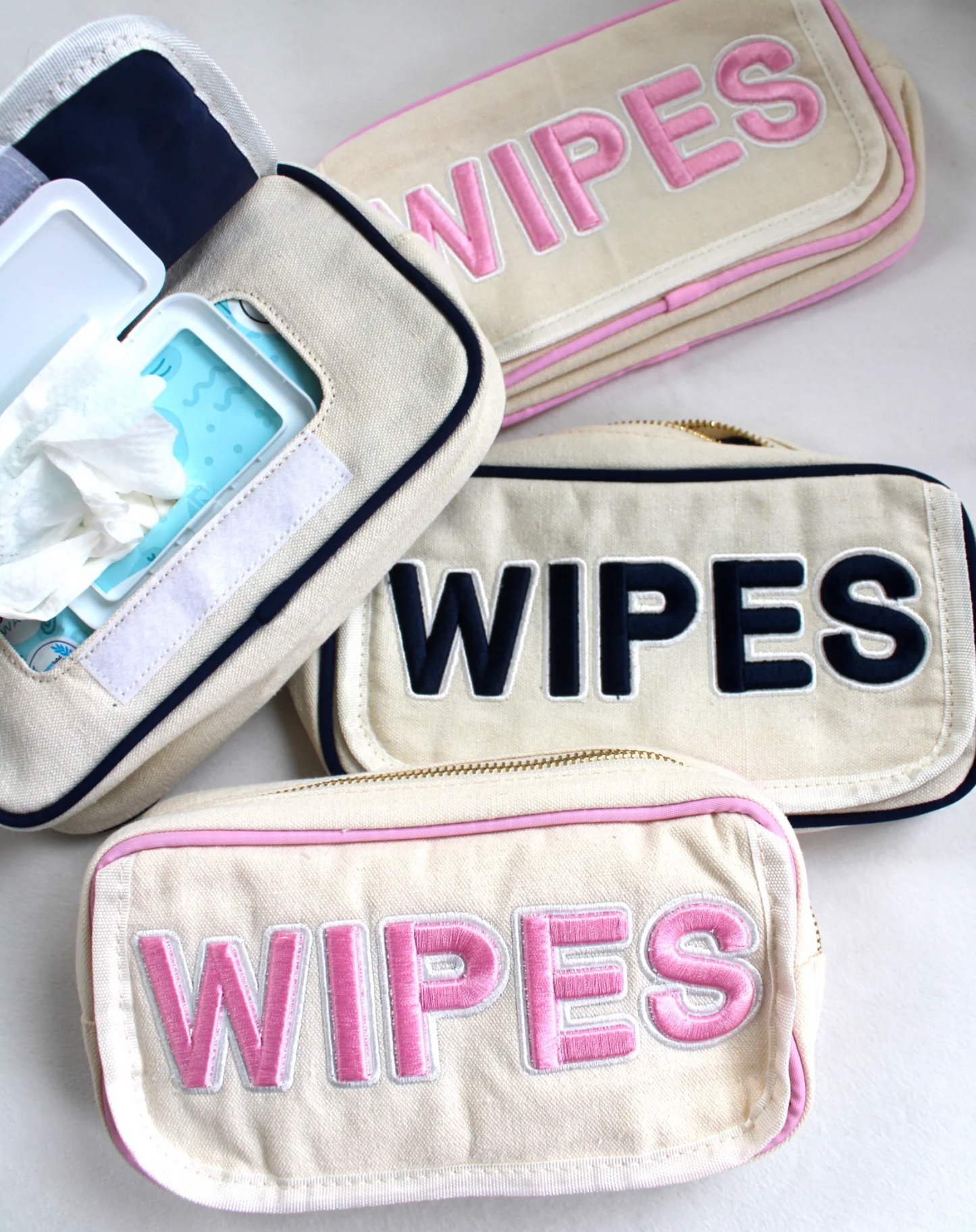 Canvas Wipes Pouch - Pink or Navy
