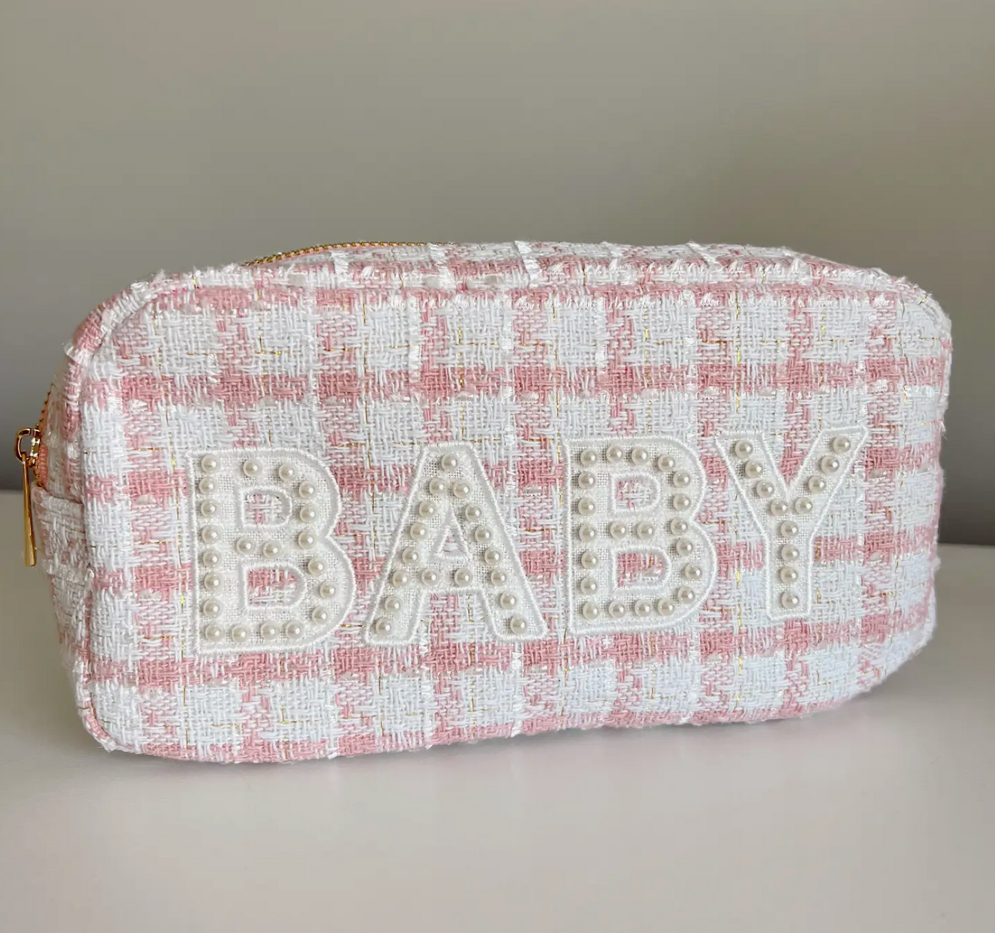 Baby Pink Plaid Bag - Medium
