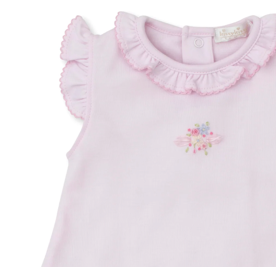 Kissy Kissy Hand Embroidered Blooming Sprays Pink Playsuit