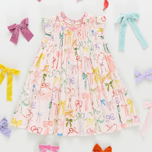 Pink Chicken Girls Watercolor Bows Dress