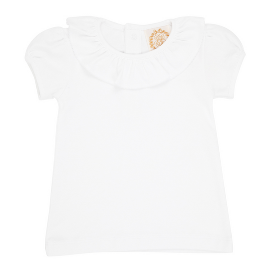 Ramona Ruffle Collar Shirt & Onesie (Short Sleeve Pima) - Worth Avenue White