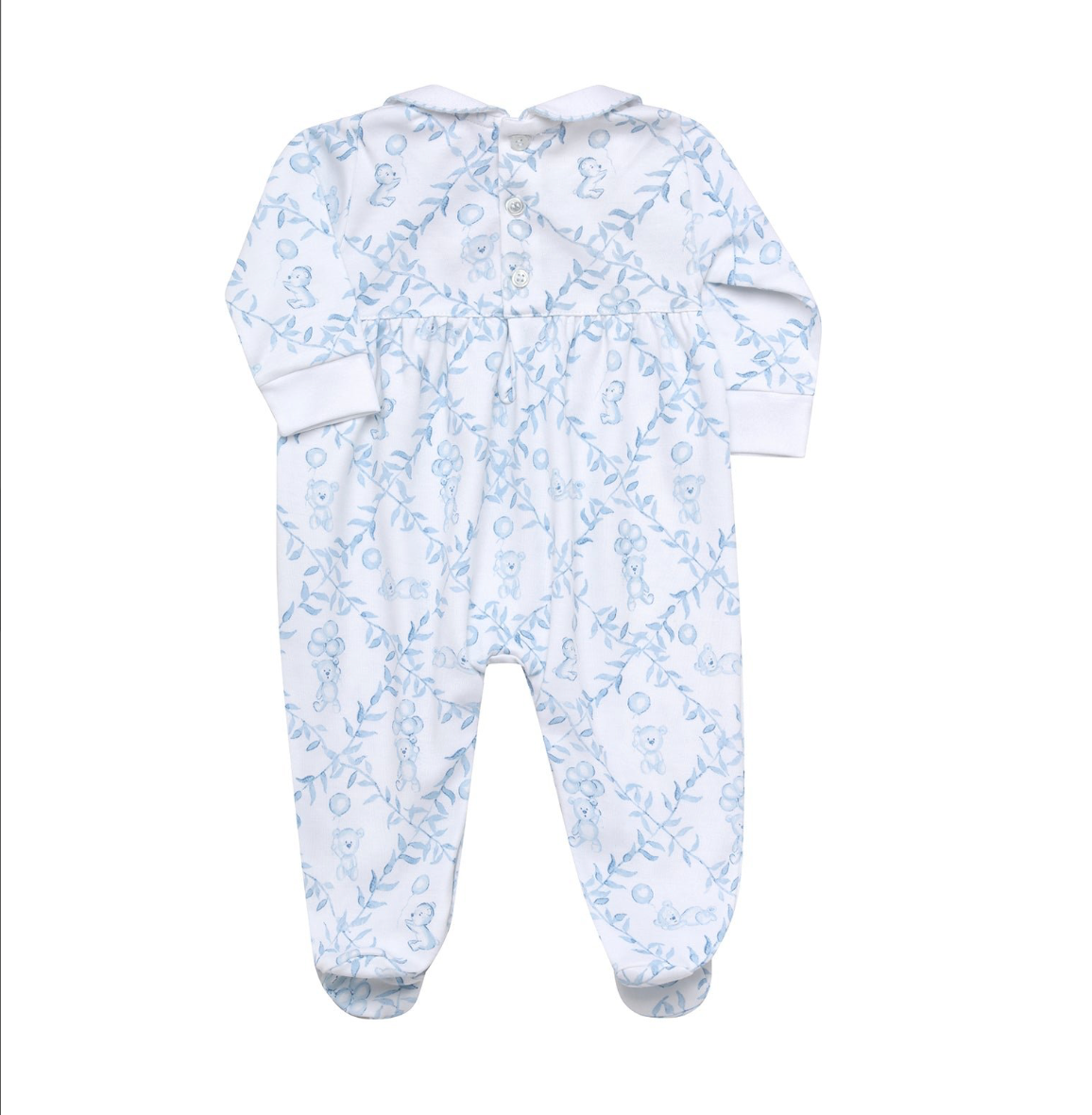 Blue Bears Trellace Smocked Footie