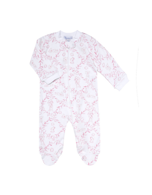 Pink Bears Trellace Zipper Footie