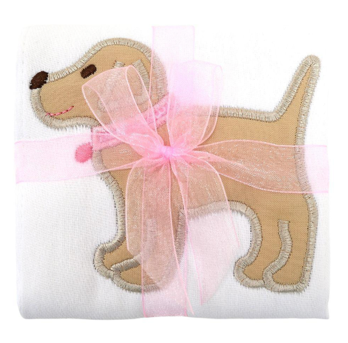 Pink Lab Puppy Applique Burp Cloth