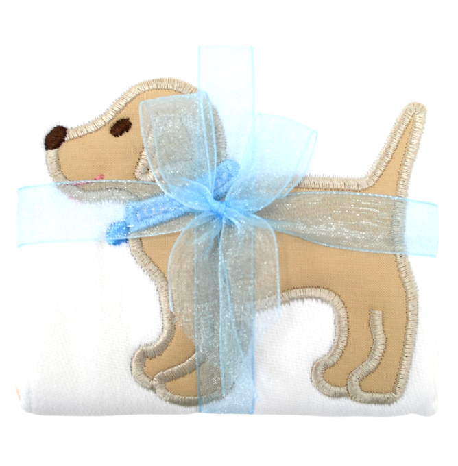 Blue Lab Puppy Applique Burp Cloth