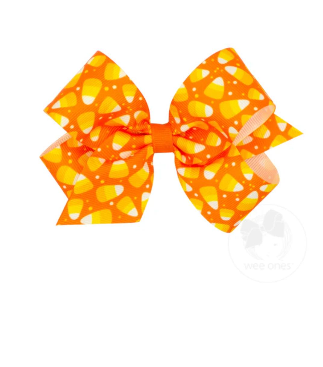 King Halloween Candy Corn Bow