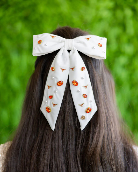 White University of Texas Bow Barrette