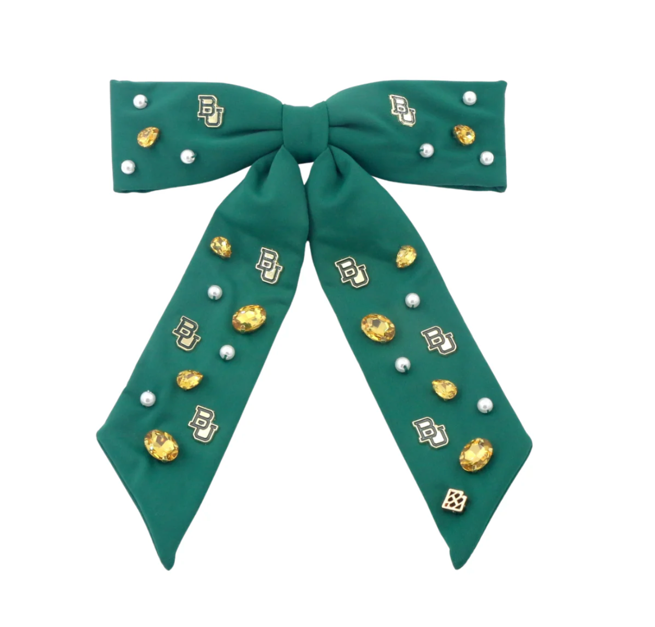 Baylor Green Bow Barrette