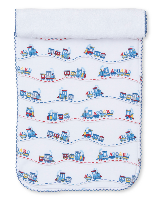 Kissy Kissy Rambling Railroad Burp Cloth