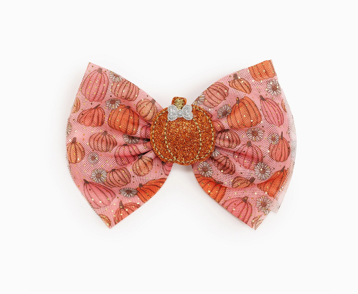 Pumpkin Tulle Bow Clip