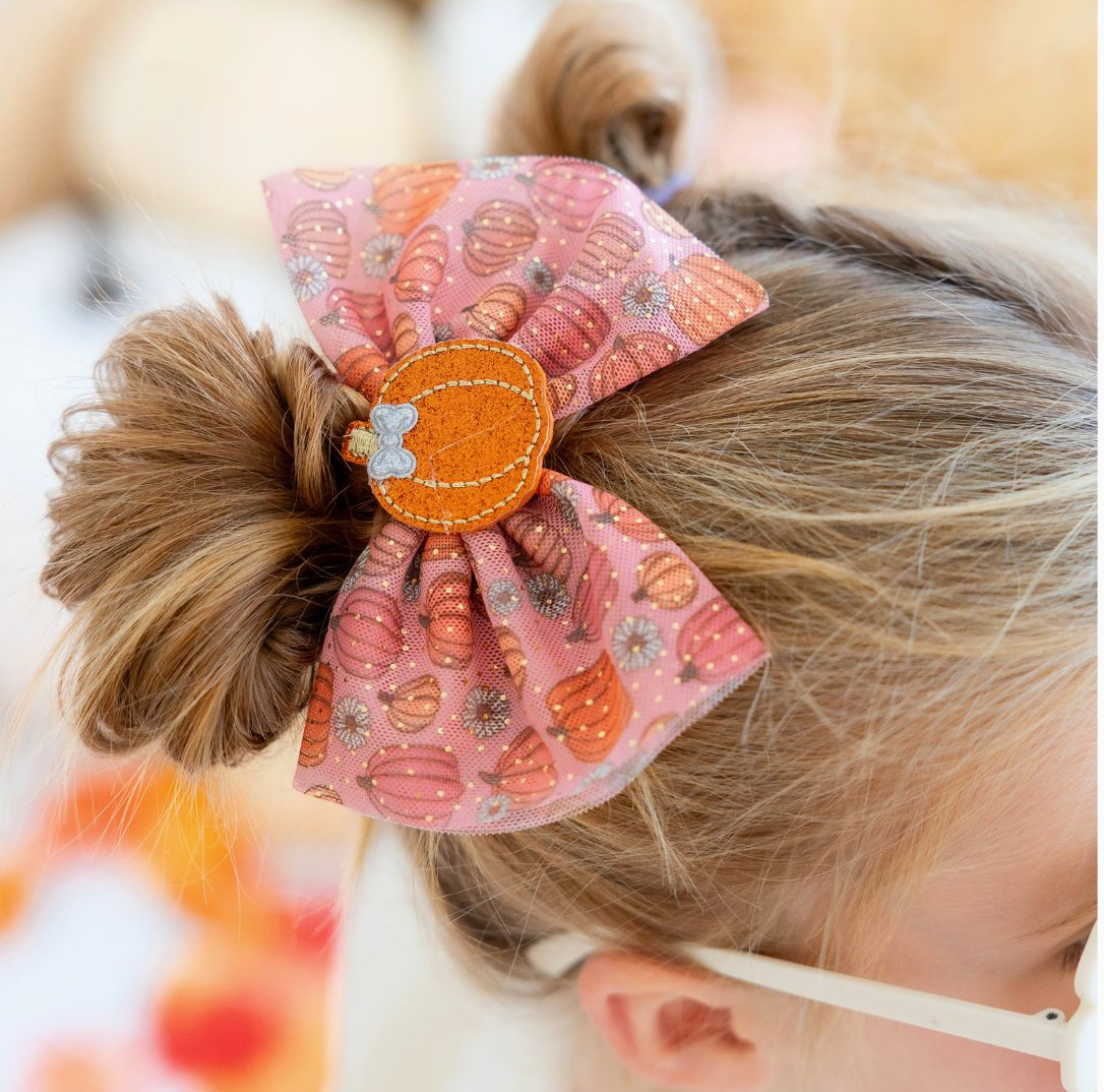 Pumpkin Tulle Bow Clip