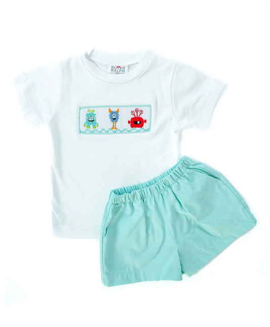 Monsters Beau Smocked Short Set