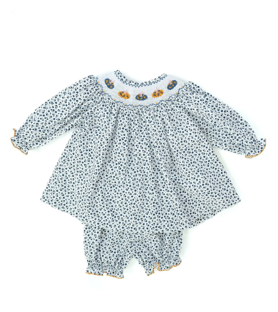 Chinoiserie Pumpkins Smocked Annabelle Bloomer Set