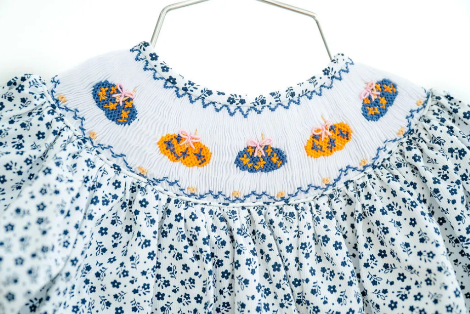 Chinoiserie Pumpkins Smocked Annabelle Bloomer Set