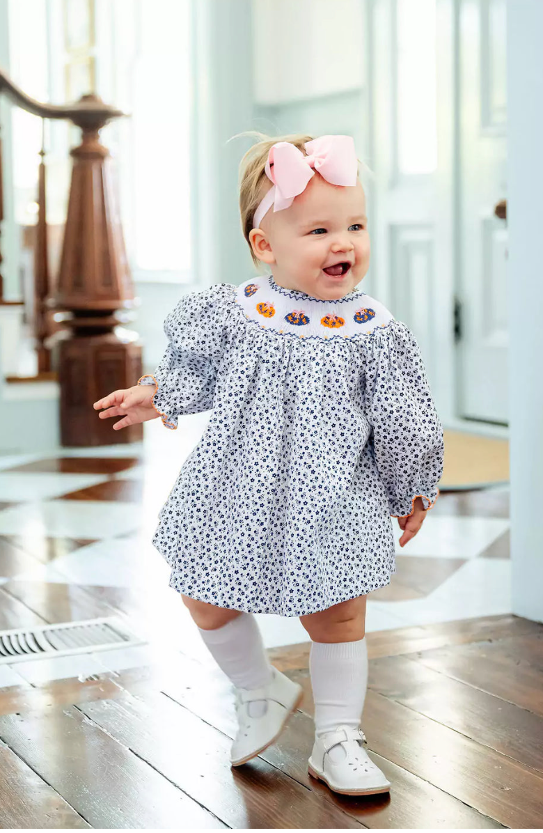 Chinoiserie Pumpkins Smocked Annabelle Bloomer Set