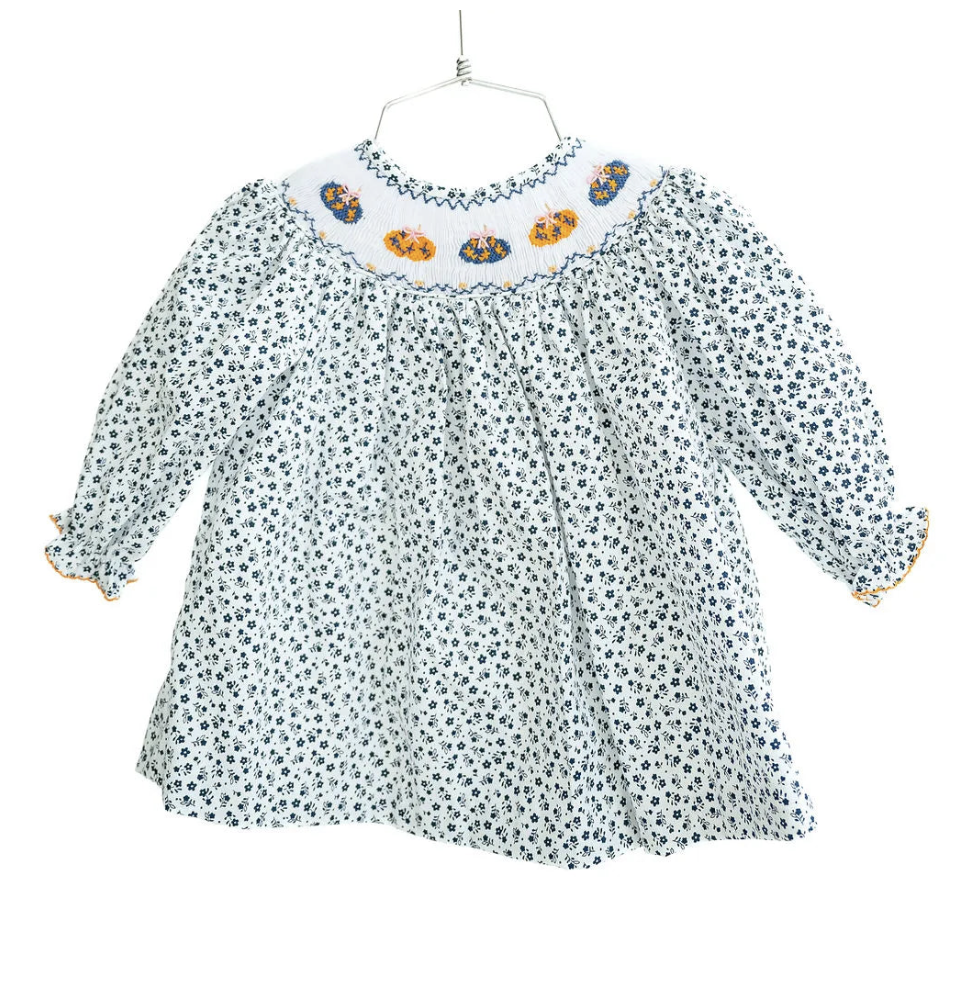 Chinoiserie Pumpkins Smocked Helen Dress