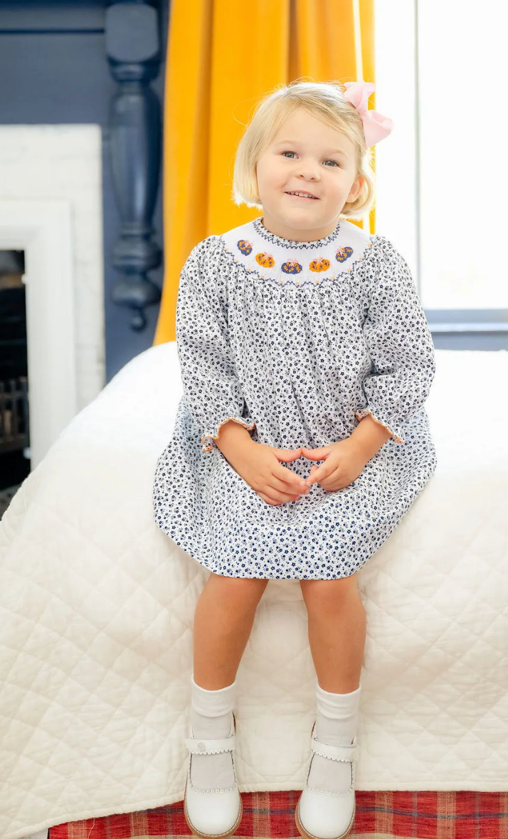 Chinoiserie Pumpkins Smocked Helen Dress