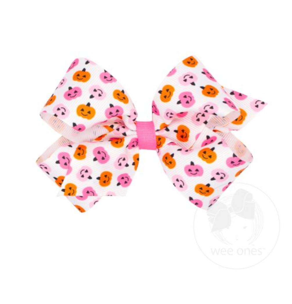 Medium Pink Jack-O-Lantern Bow