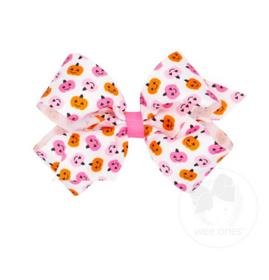 Medium Pink Jack-O-Lantern Bow