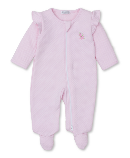 Kissy Kissy Jacquard Footie With Zip - Pink