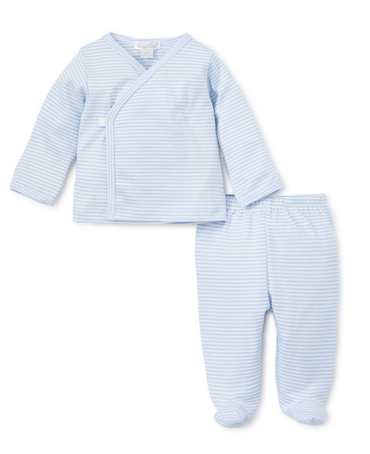 Kissy Kissy Stripes Footed Pant Set- Blue