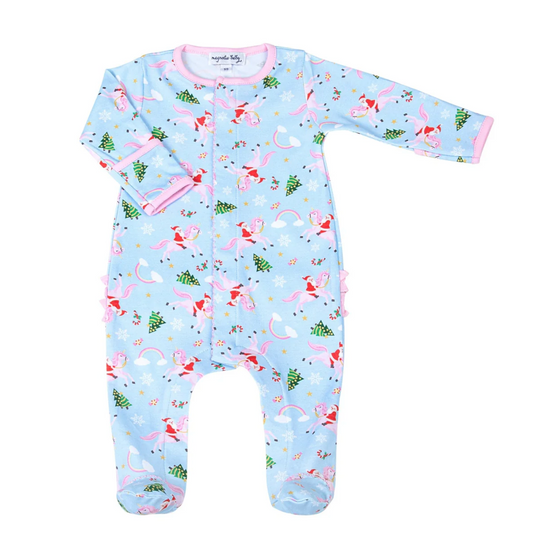 Merry Unicorn Printed Ruffle Footie