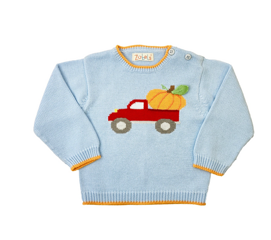 Pumpkin Truck Cotton Knit Sweater