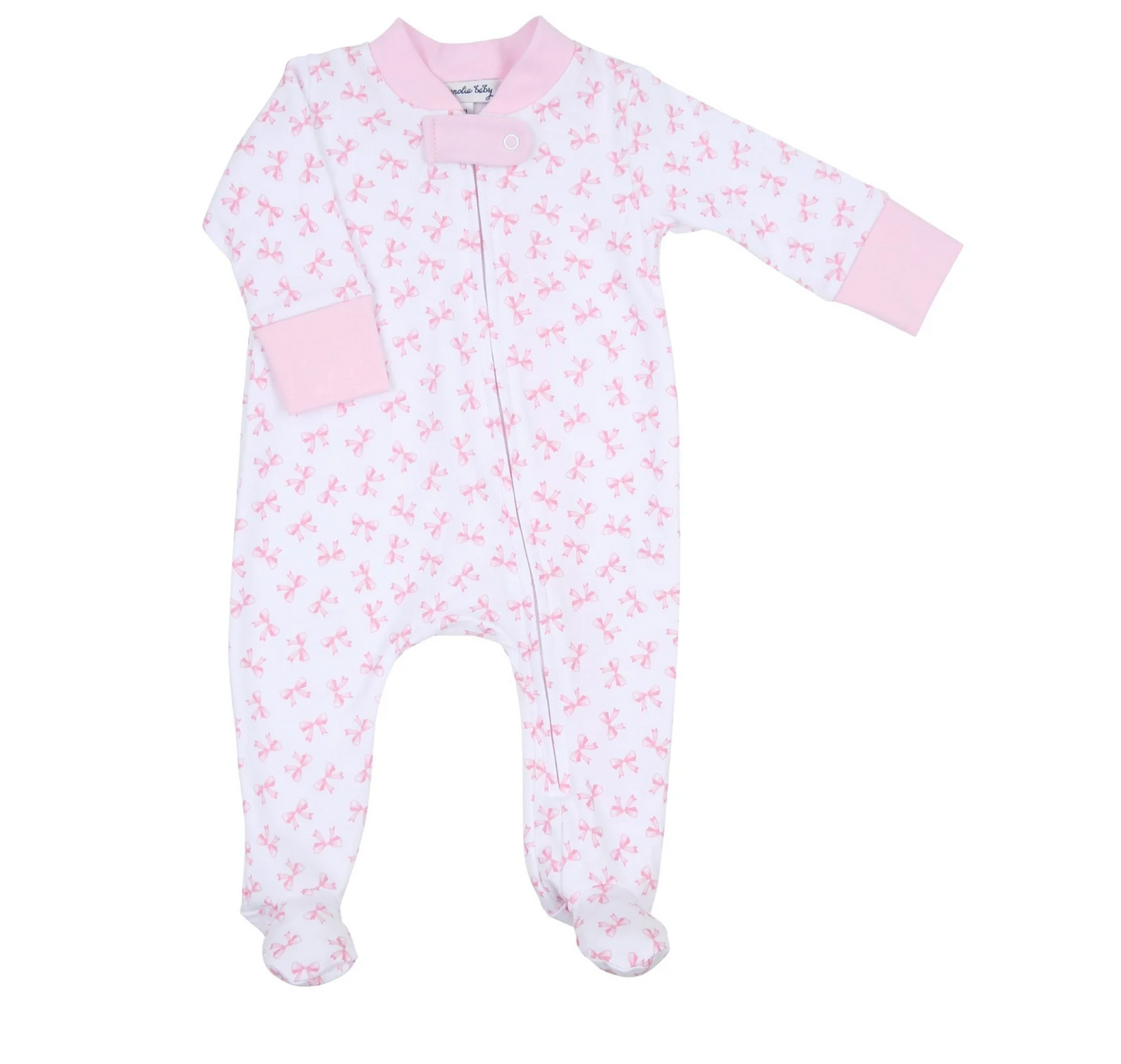 Baby Bows Zipper Footie