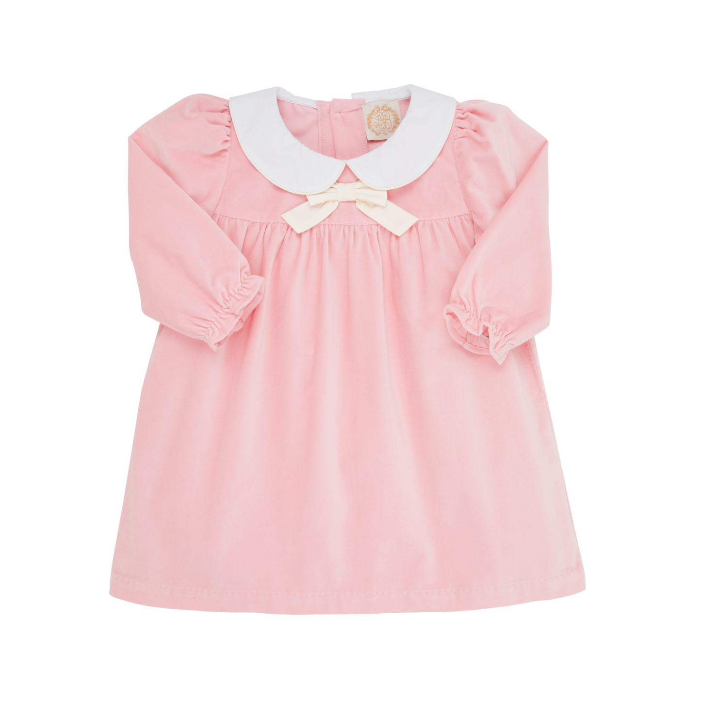 Long Sleeve Banks Bow Dress (Velveteen) - Sandpearl Pink