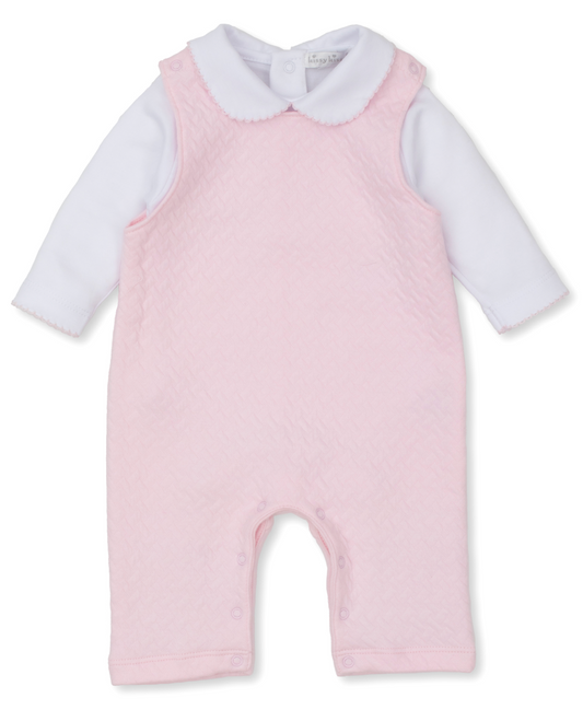 Kissy Kissy Pink Jacquard Overall Set