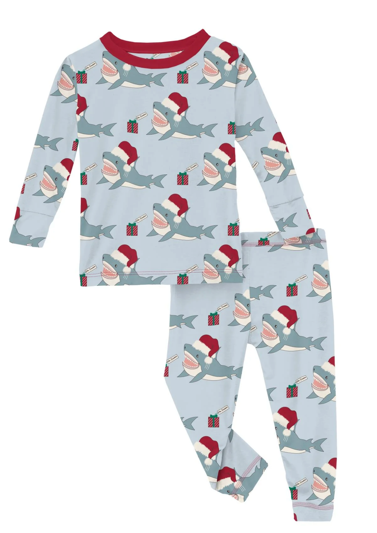 Blue Holiday Sharks Pajama Set