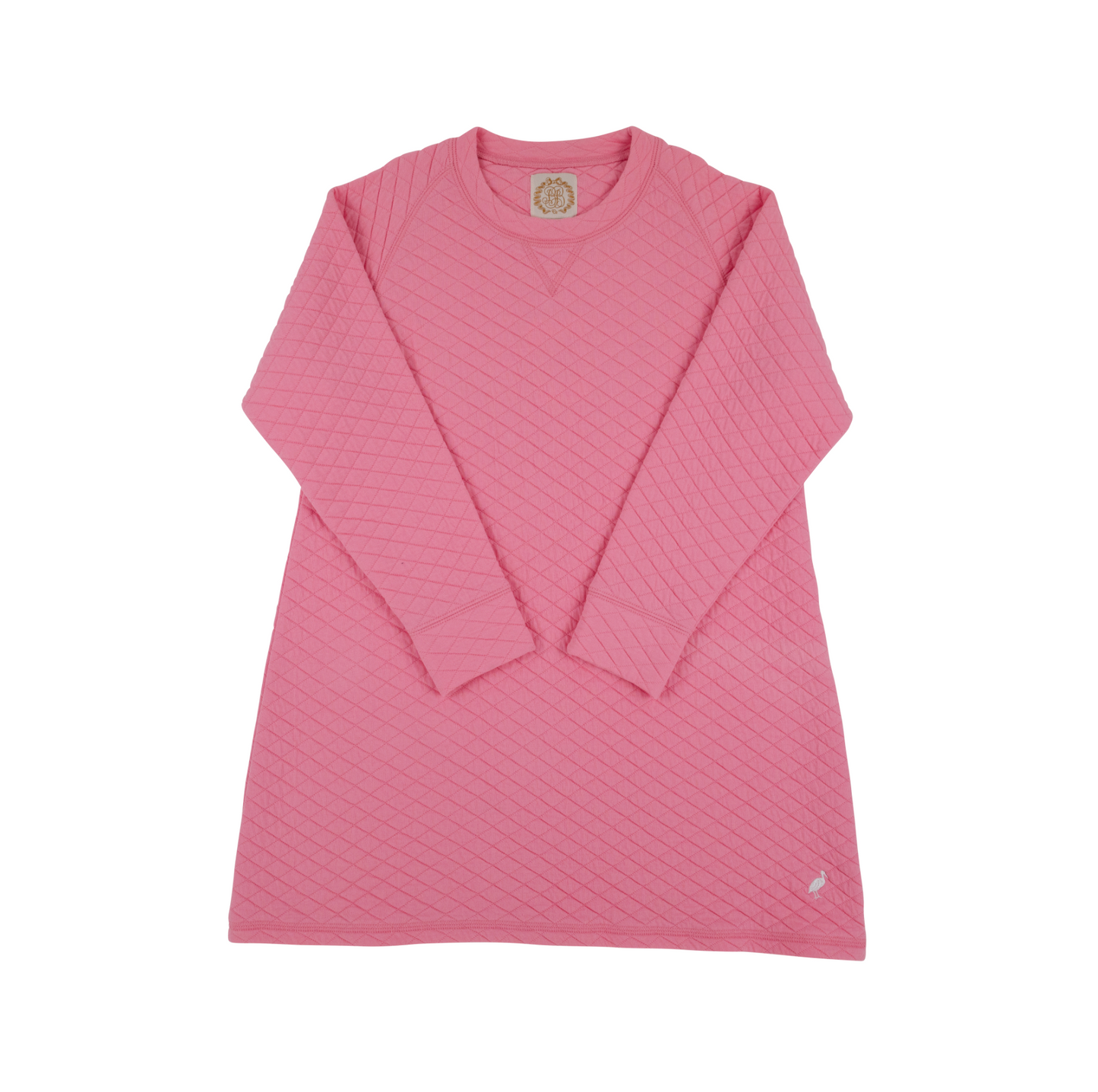 Cassidy Comfy Crewneck Dress (Quilted) - Hamptons Hot Pink