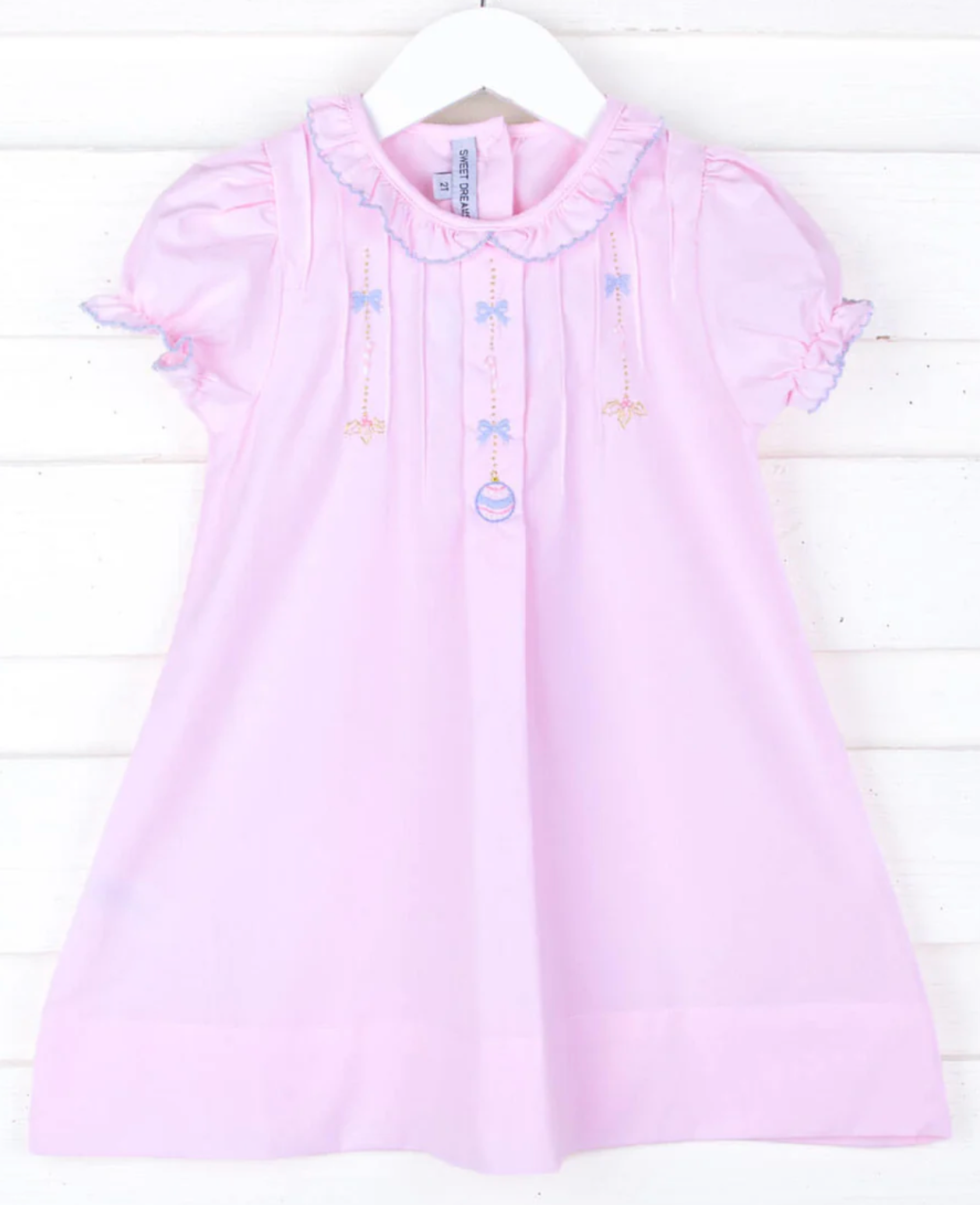 Sweet Dreams Ornament Embroidered Pink Dress