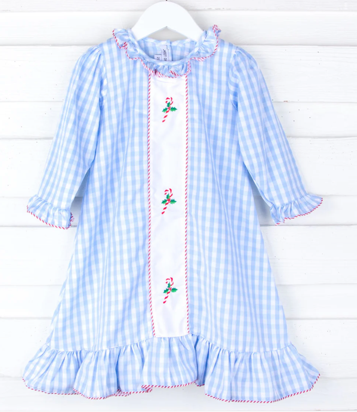 Candy Cane Blue Gingham Night Gown