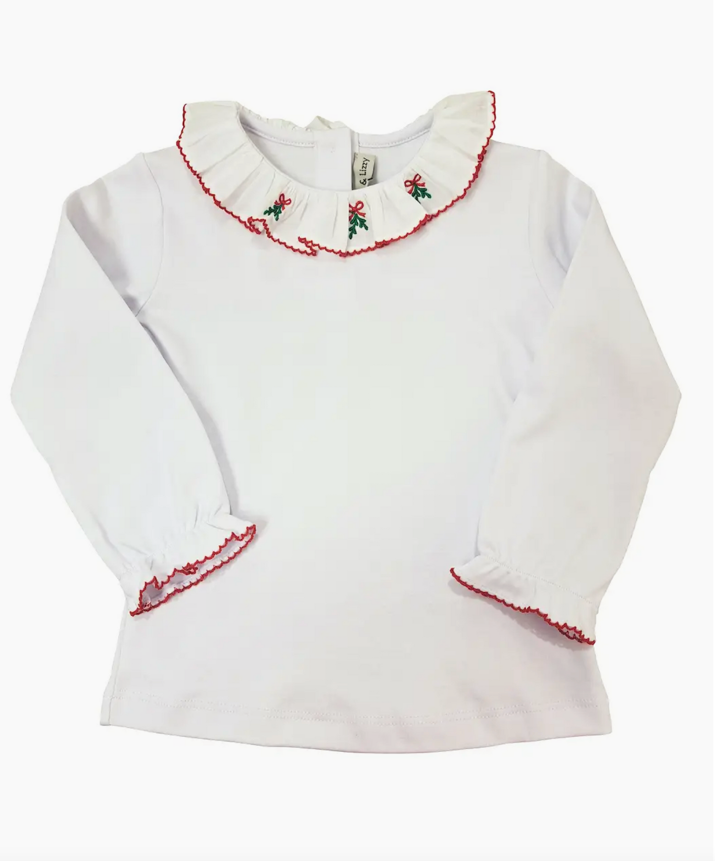 Christmas Bows and Mistletoe Pima Top