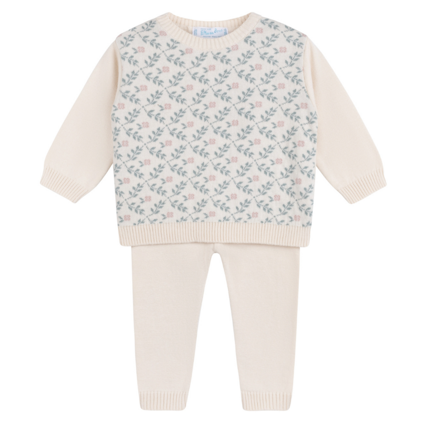 Girls Floral Vine Jacquard Knit Set