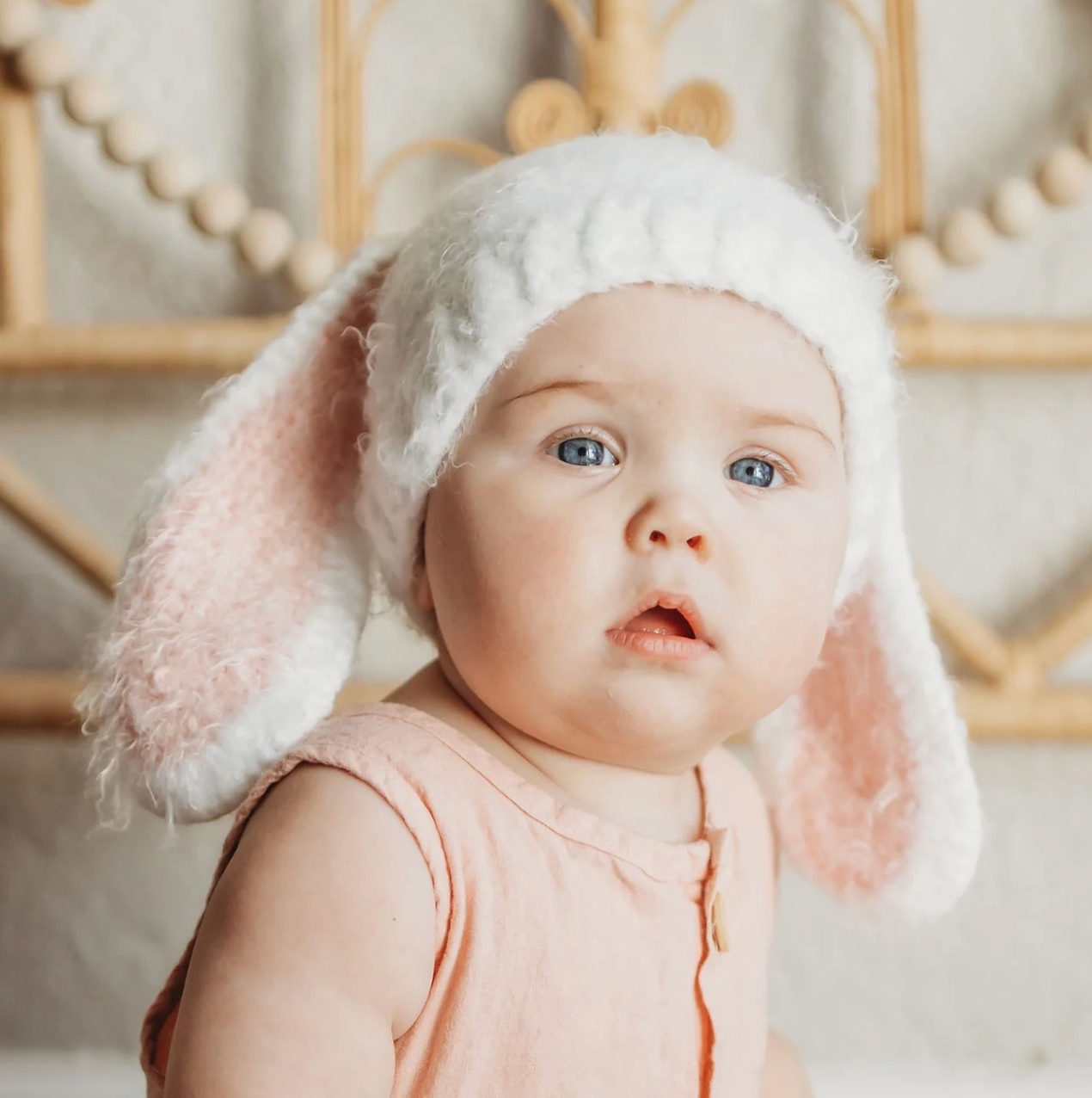 Lop Ear Bunny White Beanie