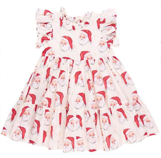 Girls Jennifer Dress- Vintage Santas