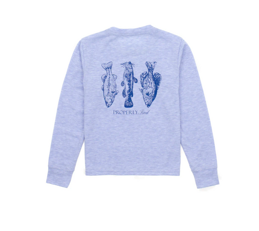 Properly Tied Boys Portland Long Sleeve- Fisherman's Paradise Heather Blue